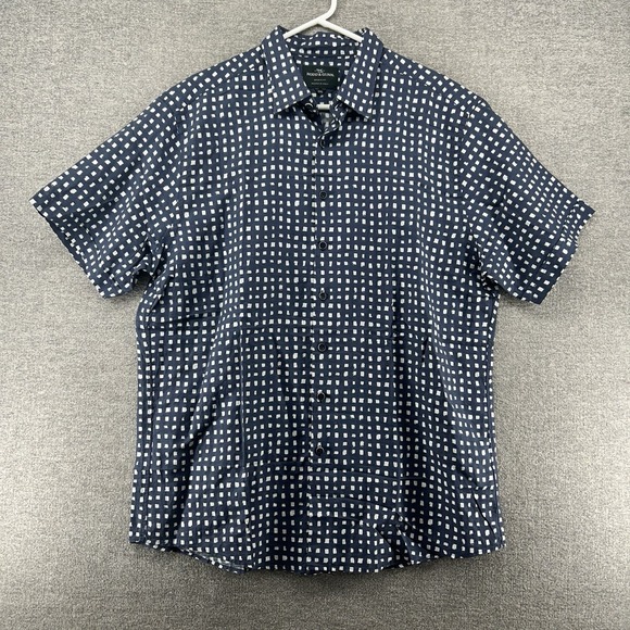 Rodd & Gunn Short Sleeve Shirt Men Size XXL Blue Polka Dots Linen Blend Summer - Picture 1 of 10